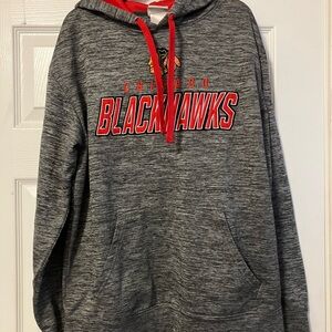 Chicago Blackhawks NHL Gray Red Hooded Men’s Medium Sweatshirt